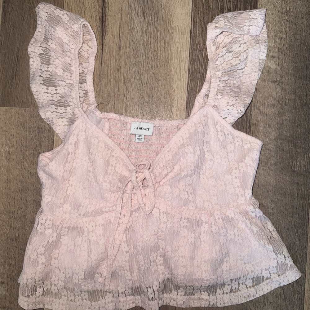 L.A. Hearts Pink Lace Top
